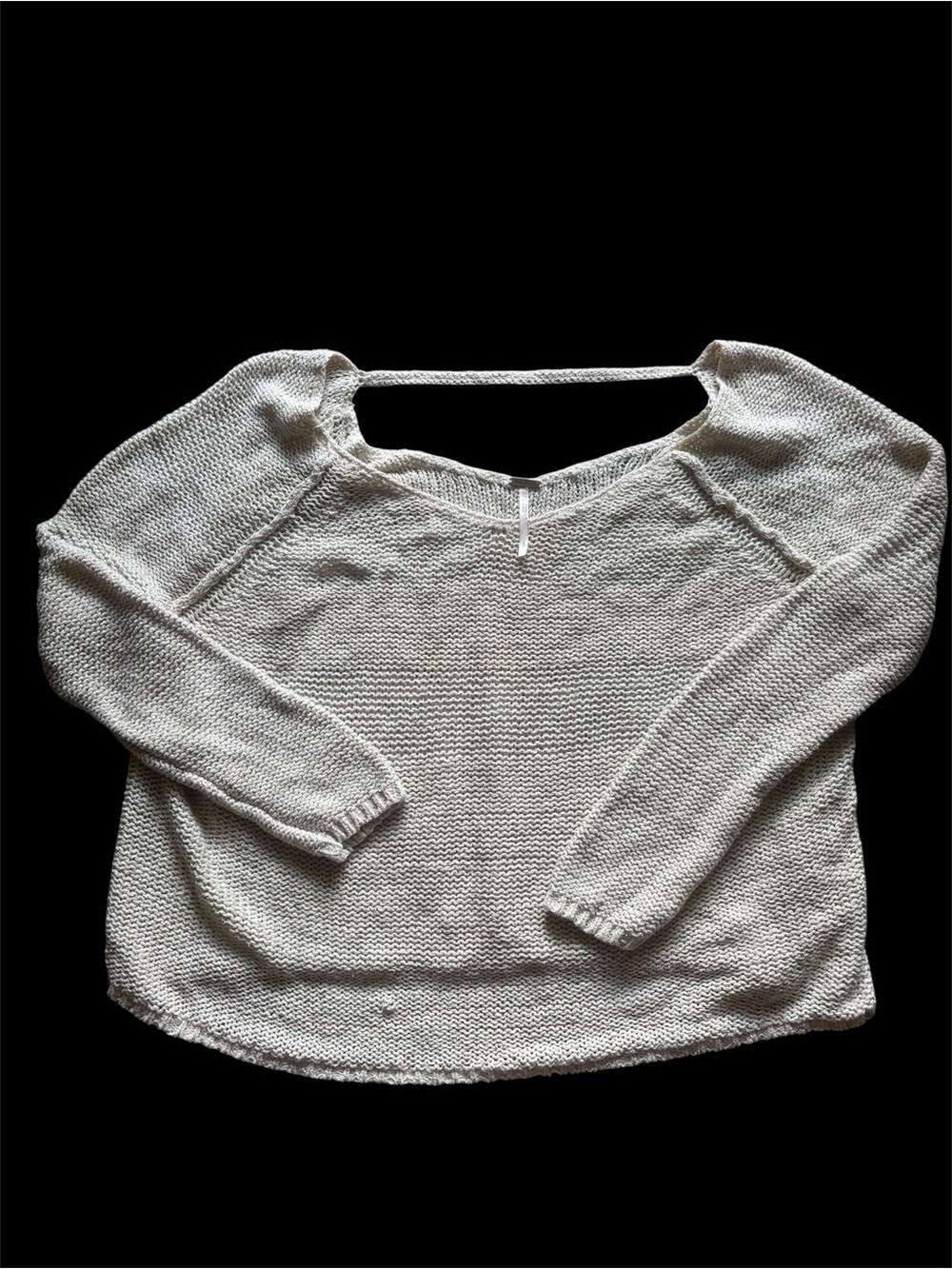 Free People Cream Open-Back Scoop Neck Knit Sweater
